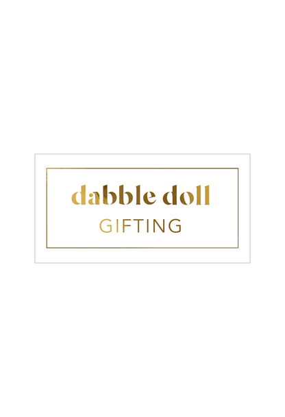 Elegant Dabble Doll Gift Box in White with Gold Accents, Perfect for Girls and Women