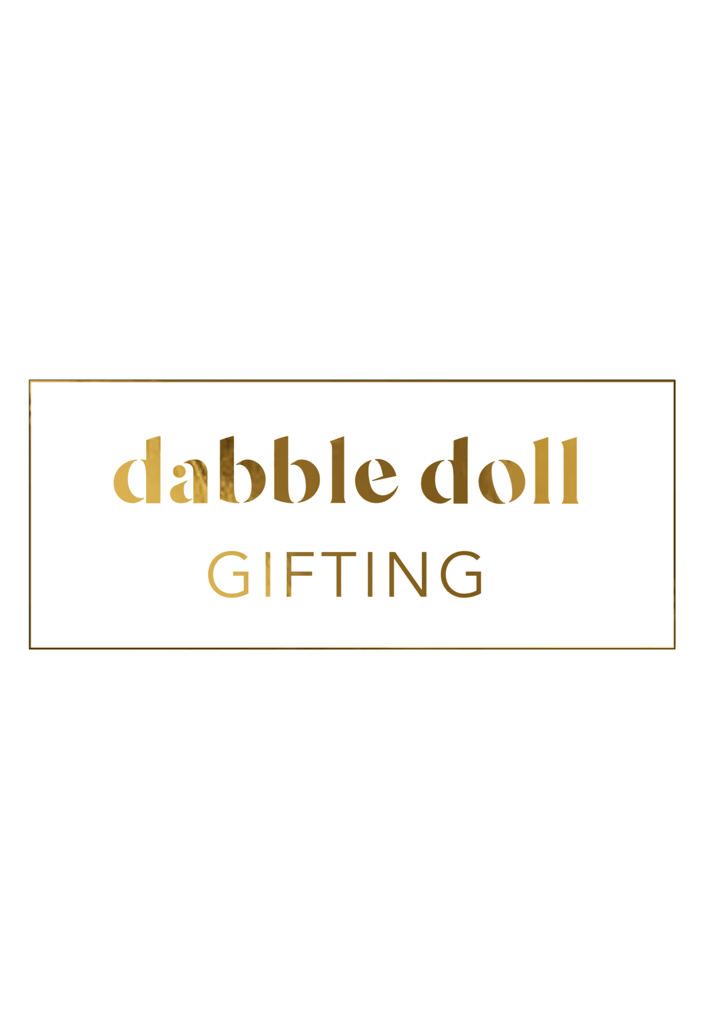 Elegant Dabble Doll gift box in gold and white perfect for girls and women