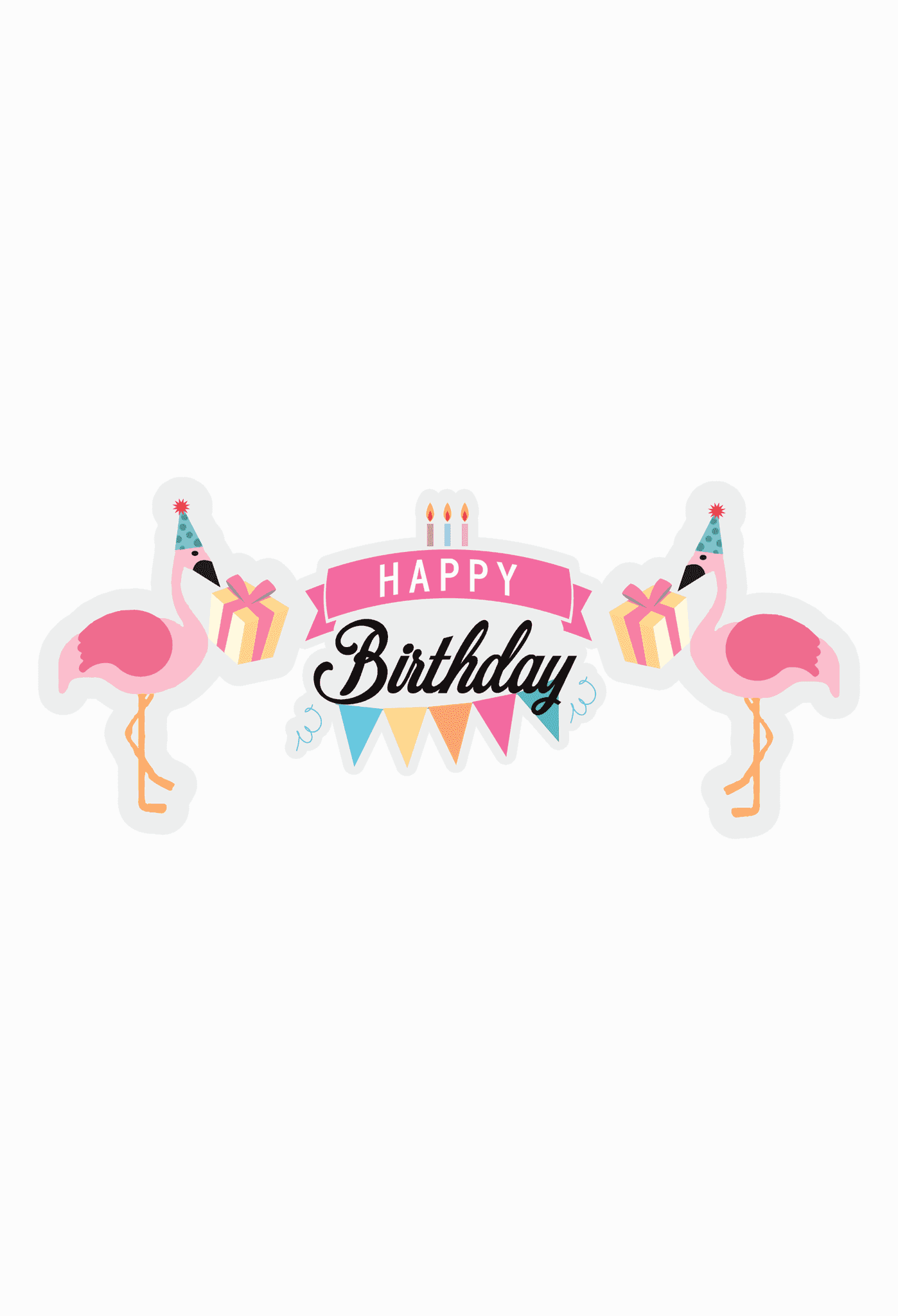 Dabble Doll colorful birthday gift box with pink flamingos, perfect for girls and women celebrations