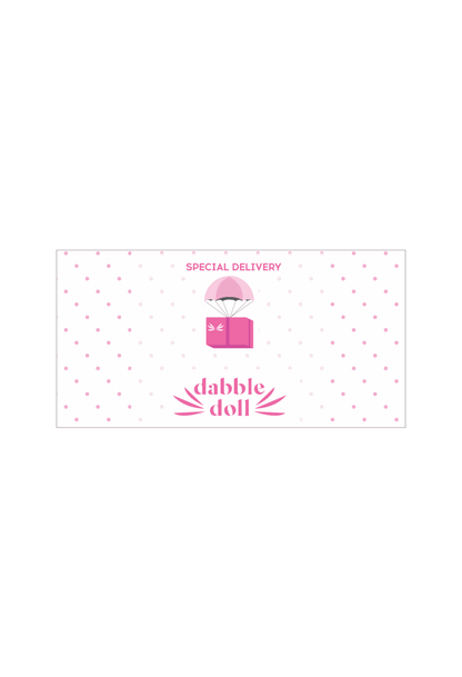 Pink Dabble Doll gift box designed for girls and women, perfect for special occasions