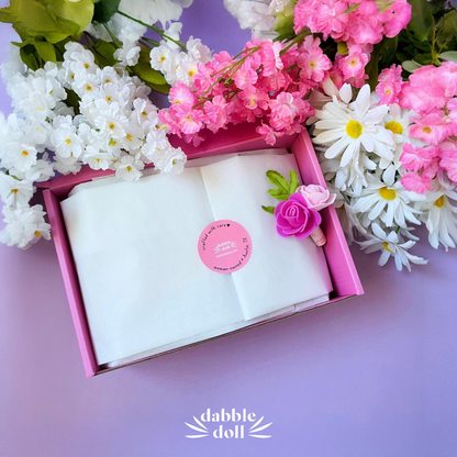 Pink gift box for ladies featuring floral decorations, perfect for girls and women gifts