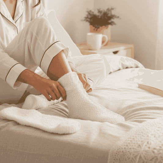 Cozy gift in box featuring soft white socks perfect for relaxation and comfort
