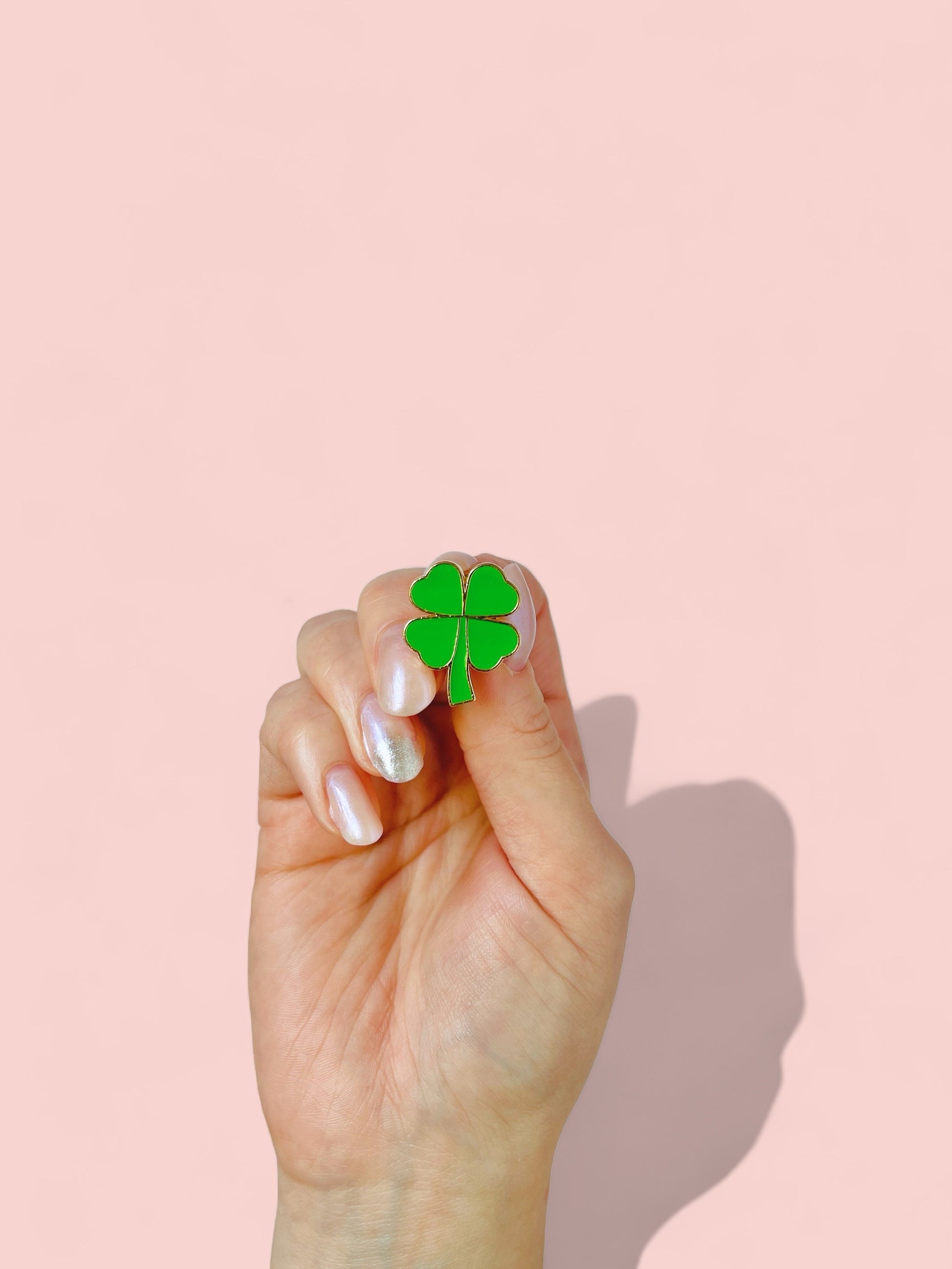 Dabble Doll Green Four-Leaf Clover Pin, a perfect good luck gift for friends and loved ones