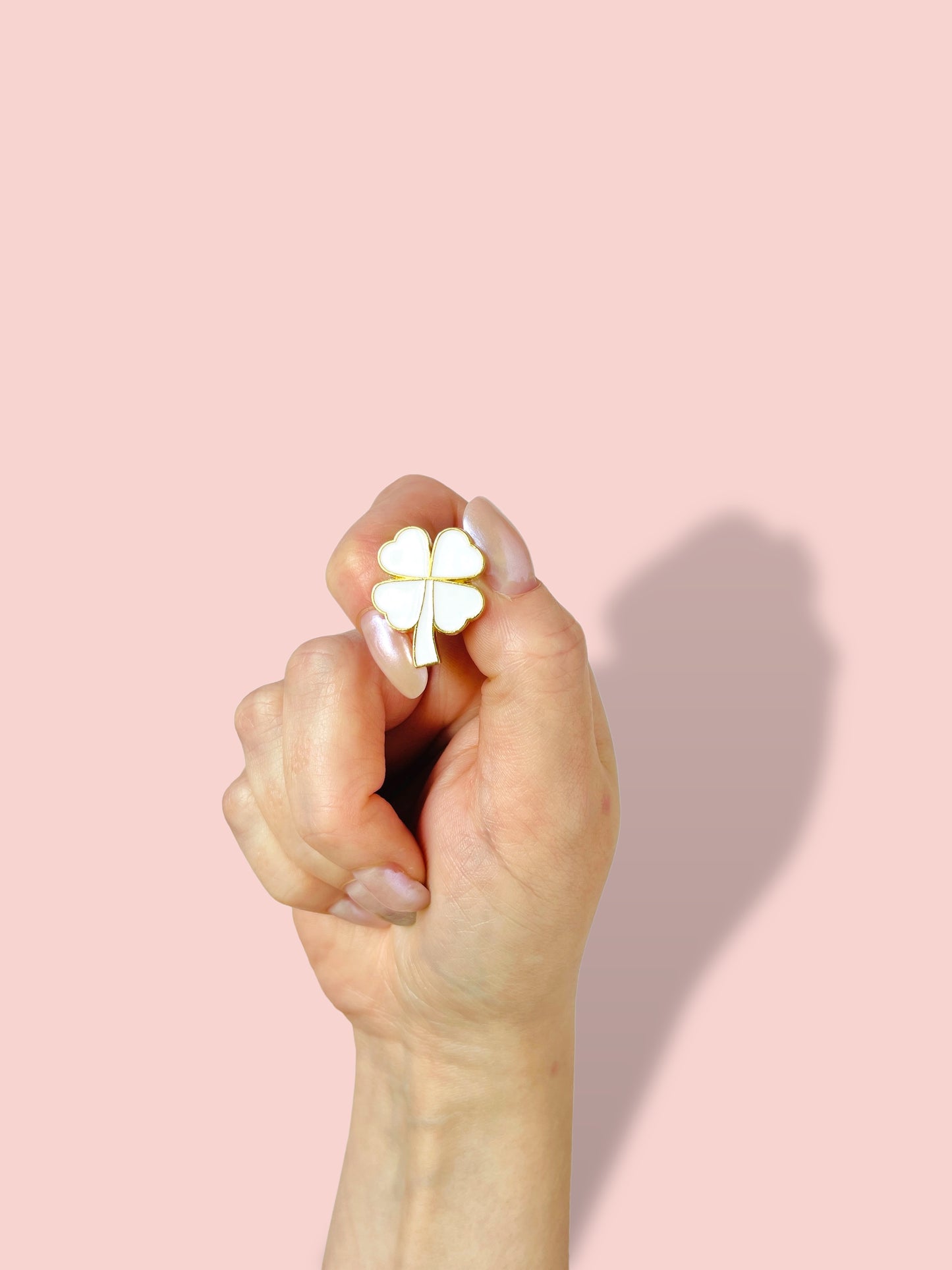 White Dabble Doll Good Luck Clover Charm for Girls and Women Featuring a Delicate Design