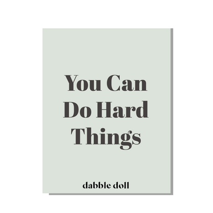 Dabble Doll mint green greeting card with inspiring quote for girls and women