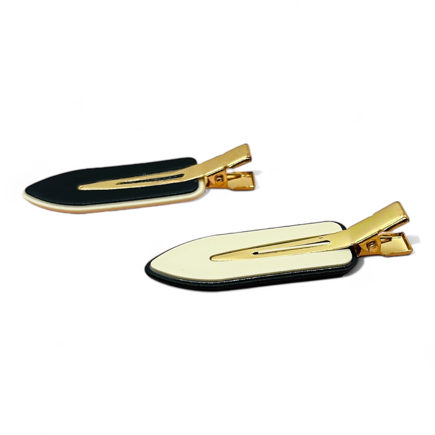 Dabble Doll Black and Cream Hair Clips with Gold Accents for Girls and Women