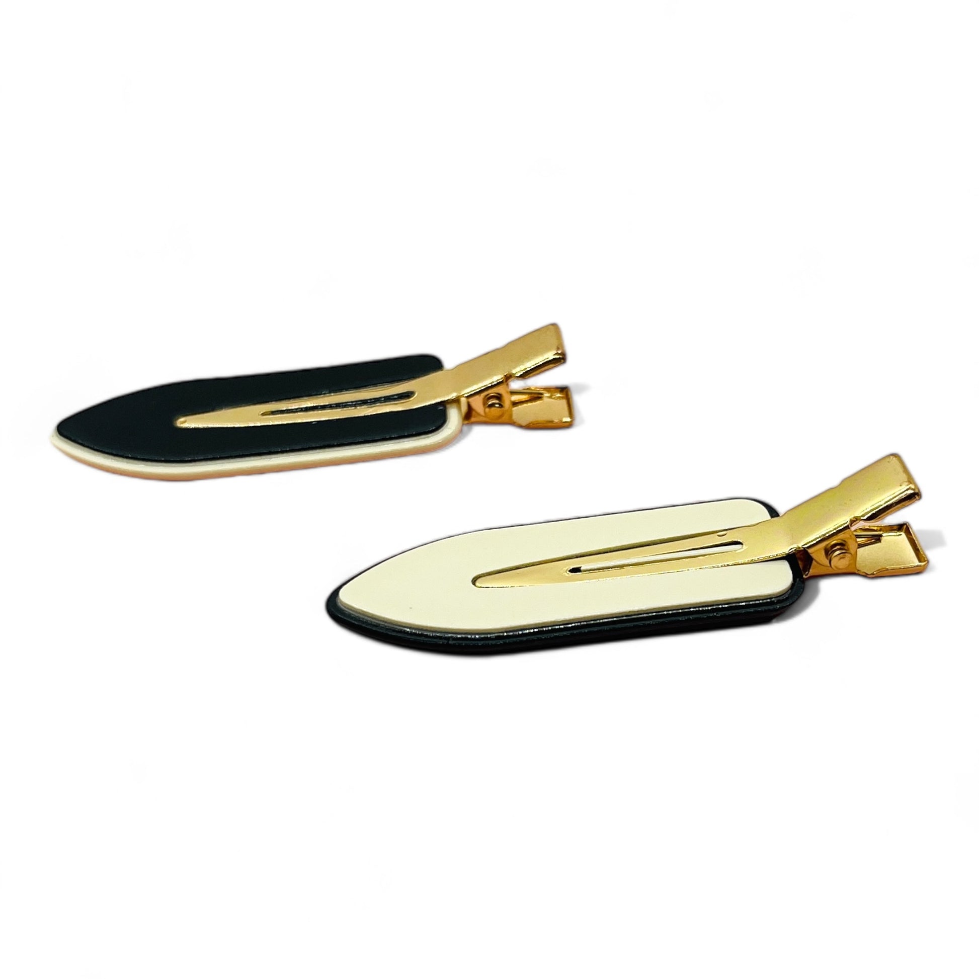 Dabble Doll Black and Cream Hair Clips with Gold Accents for Girls and Women