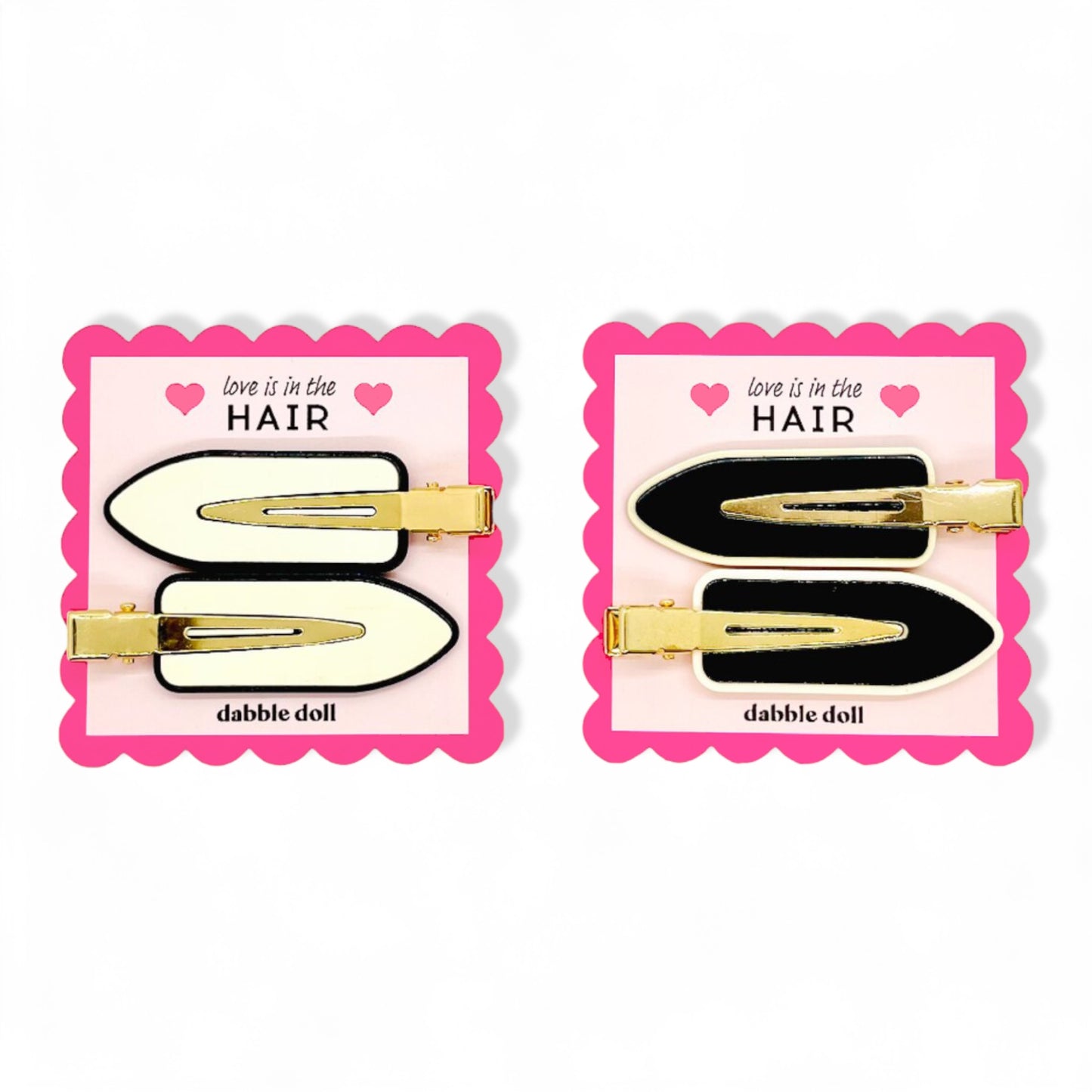 Dabble Doll Hair Clips in Black and Ivory for Girls and Women with Elegant Design