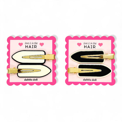 Dabble Doll Hair Clips in Black and Ivory for Girls and Women with Elegant Design