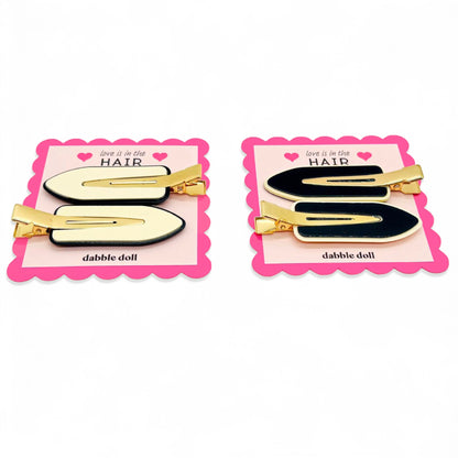 Dabble Doll Gold and Black Hair Clips for girls and women with stylish design for all occasions