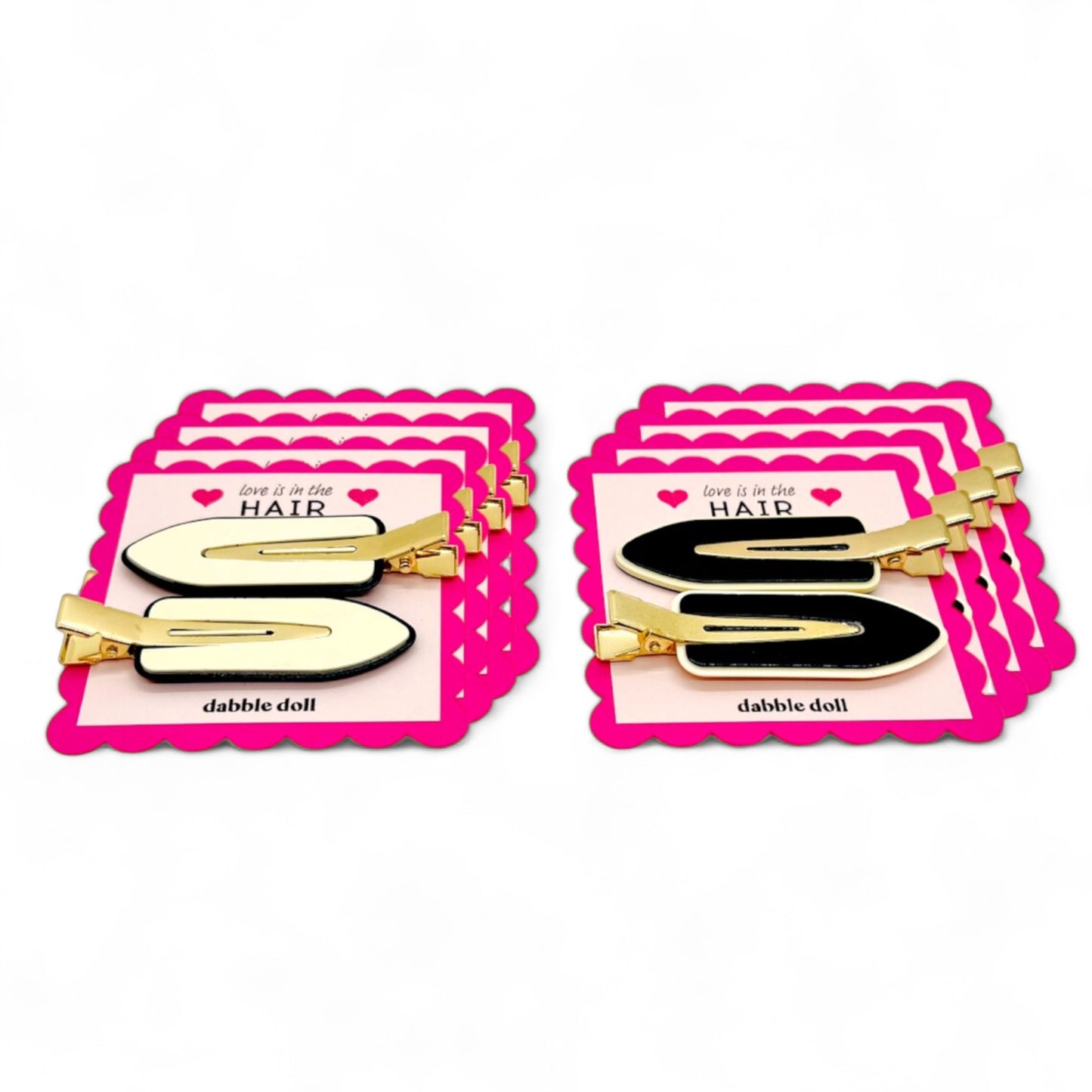 Set of black and gold Dabble Doll hair clips designed for girls and women with a stylish finish