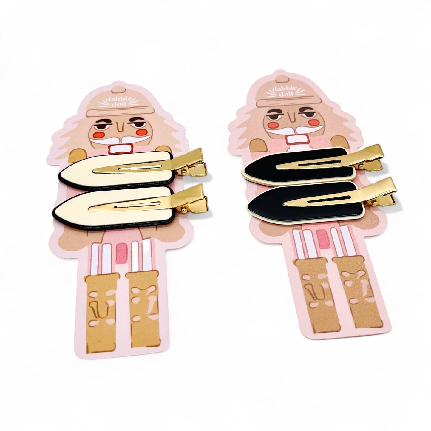 Dabble Doll Black and Gold Hair Clips for Girls and Women with Cute Packaging