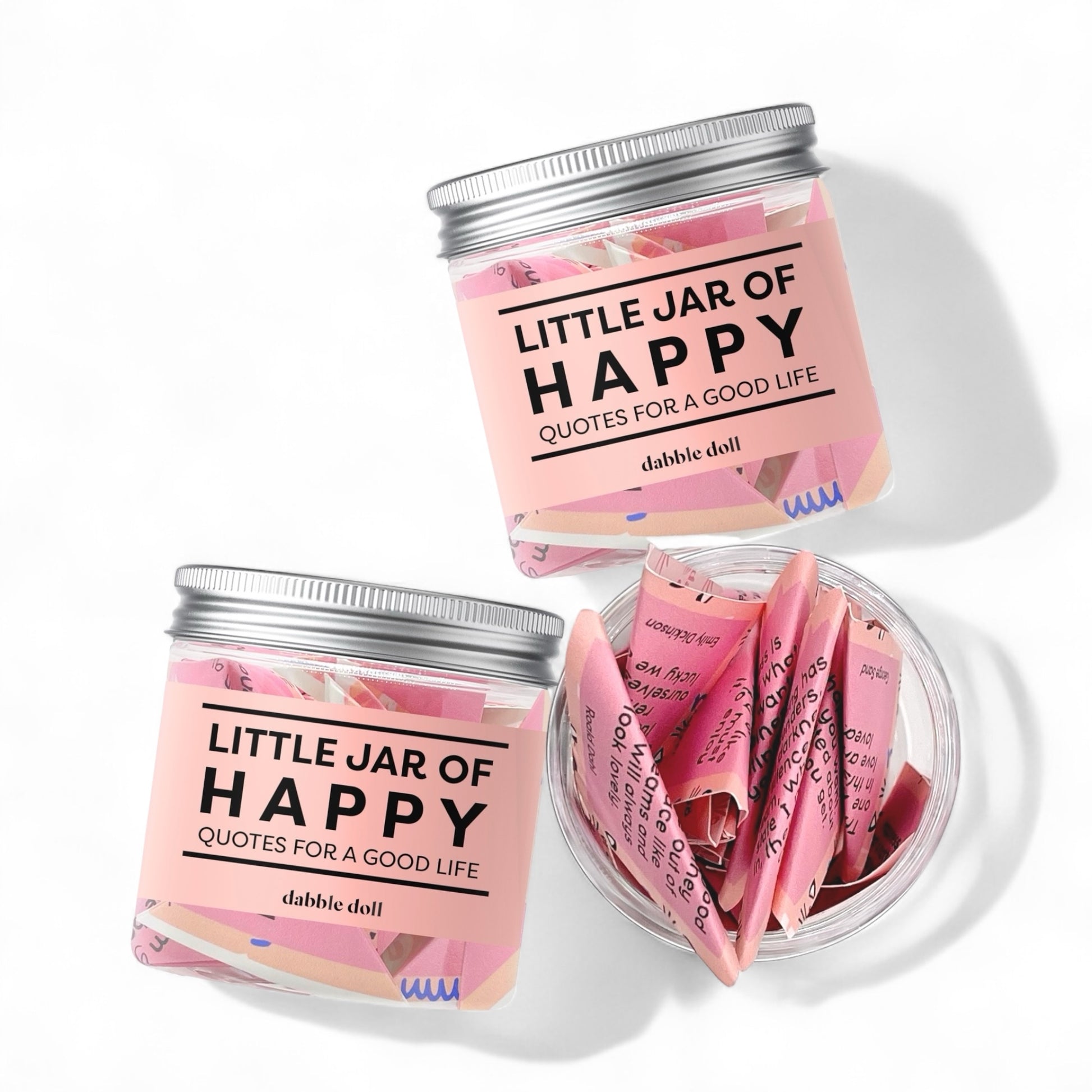 Happy jar gift box from Dabble Doll with inspiring quotes for a joyful life
