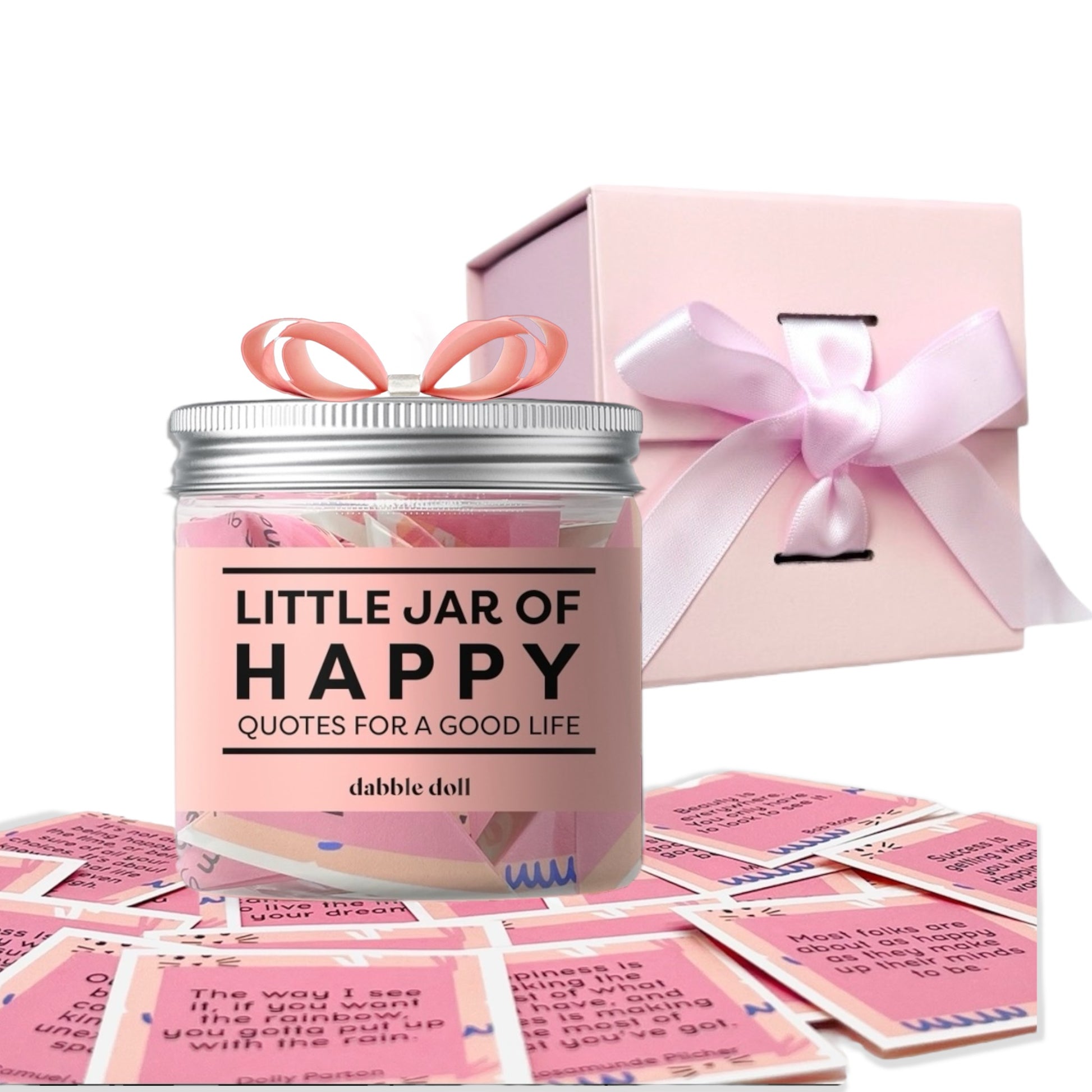 Happy jar gift box by Dabble Doll with inspiring quotes for positivity and motivation