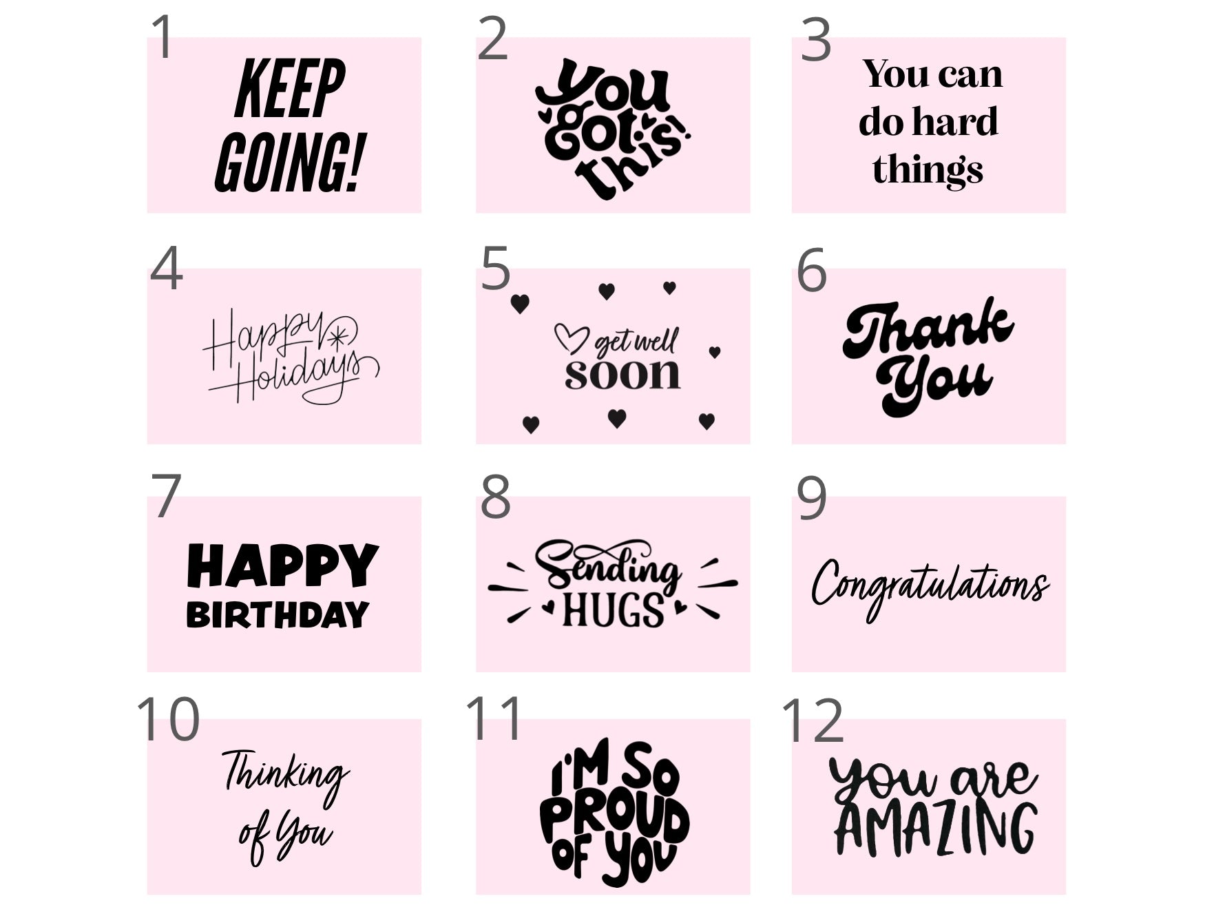 Dabble Doll hot mess survival kit with 12 motivational and celebratory pink message cards