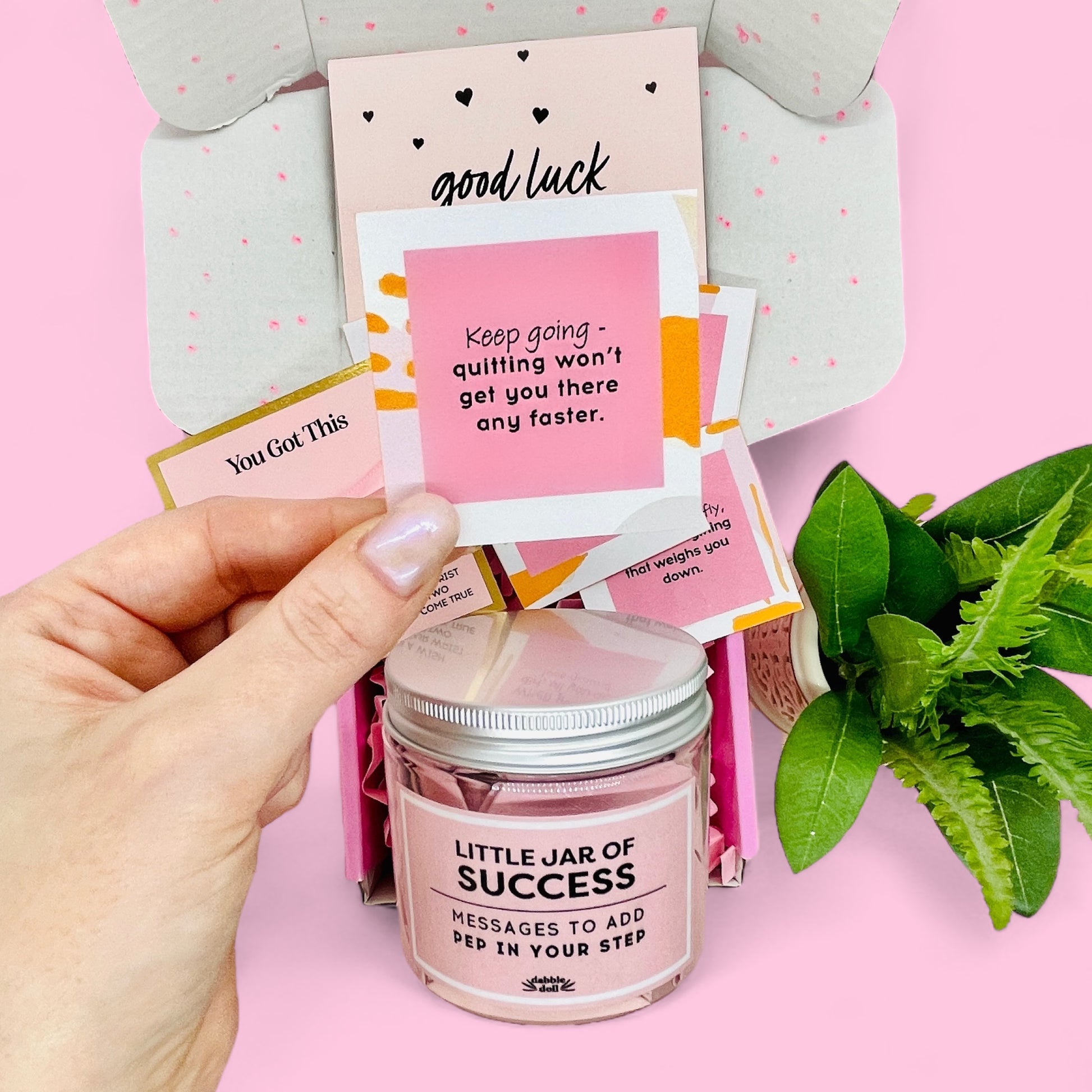 Pink Little Jar of Success Candles with Inspirational Messages for Girls and Women