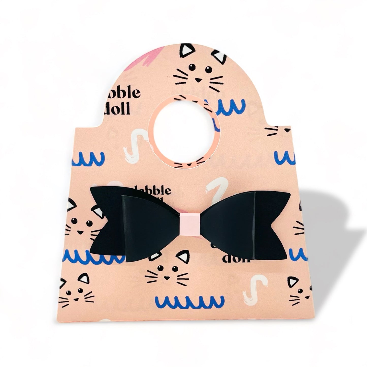 Dabble Doll pink Mini purse favor with cute cat designs and a stylish black bow for girls and women
