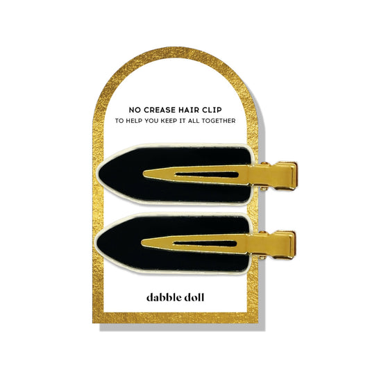 Dabble Doll black and gold no crease hair clips set with sleek modern design