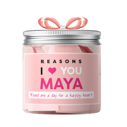 Dabble Doll gift box with personalized love note ideas jar for expressing reasons I love you