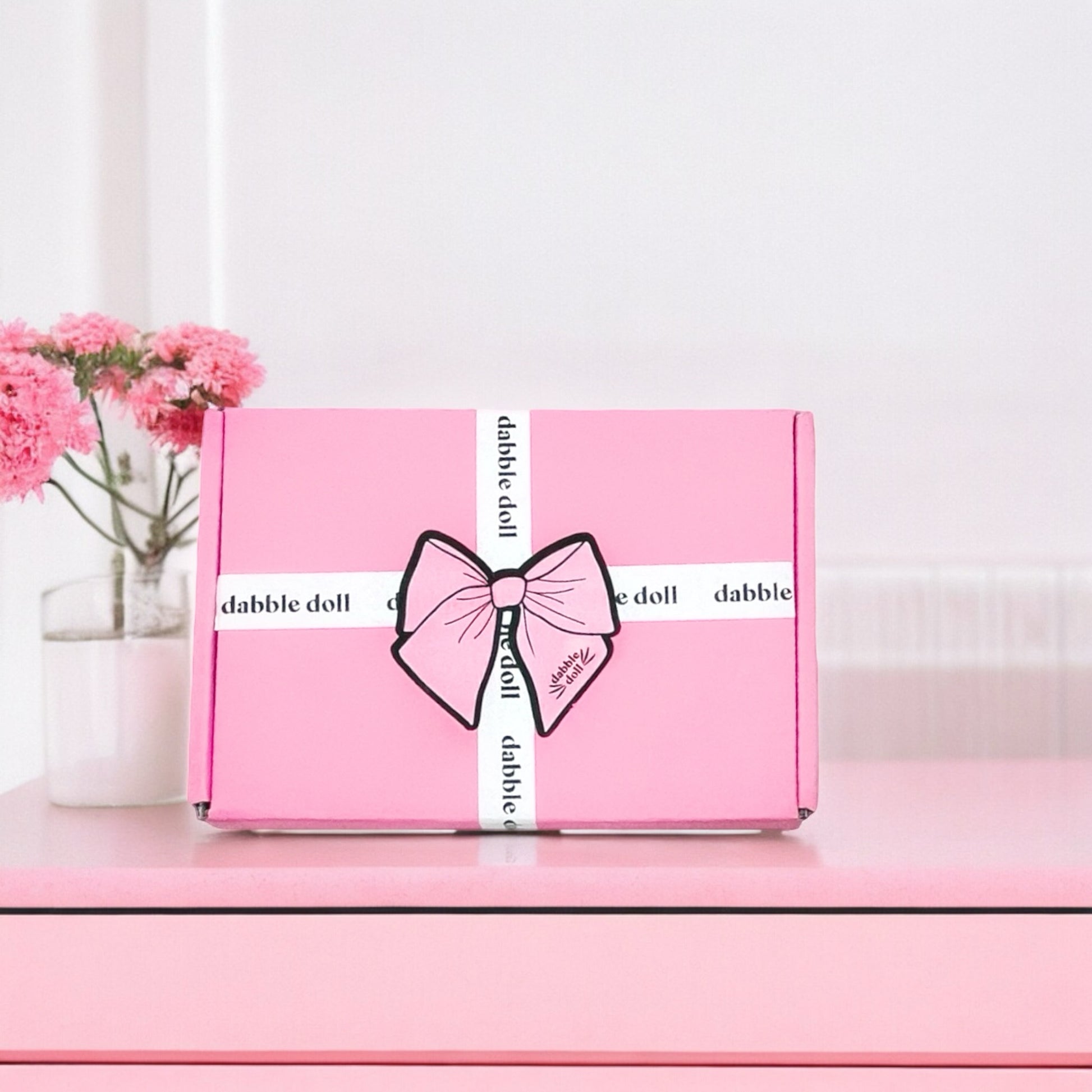 Dabble Doll Pink Gift Box with Ribbon, perfect for girls and women for special occasions