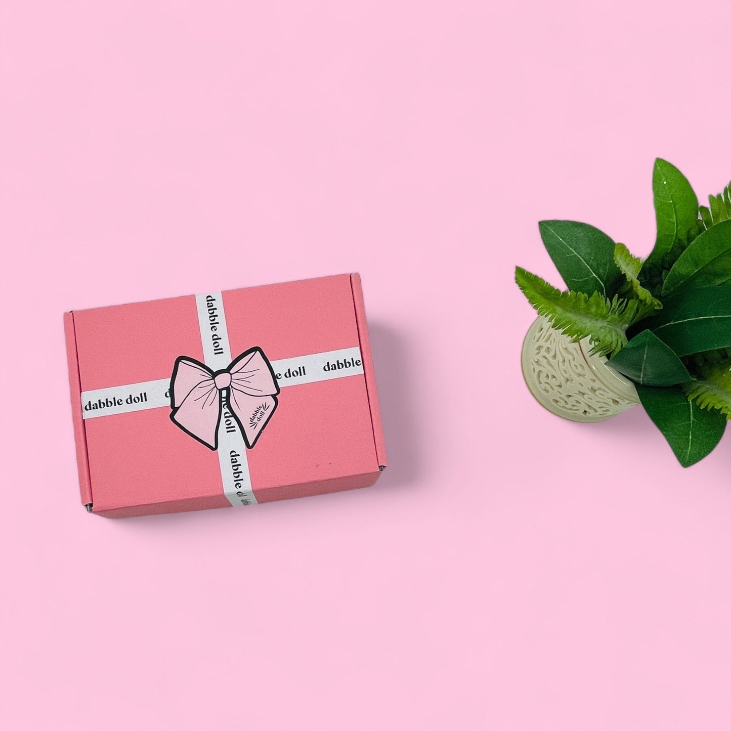 Dabble Doll Pink Affirmation Gift Box for Girls and Women with Elegant Bow Design