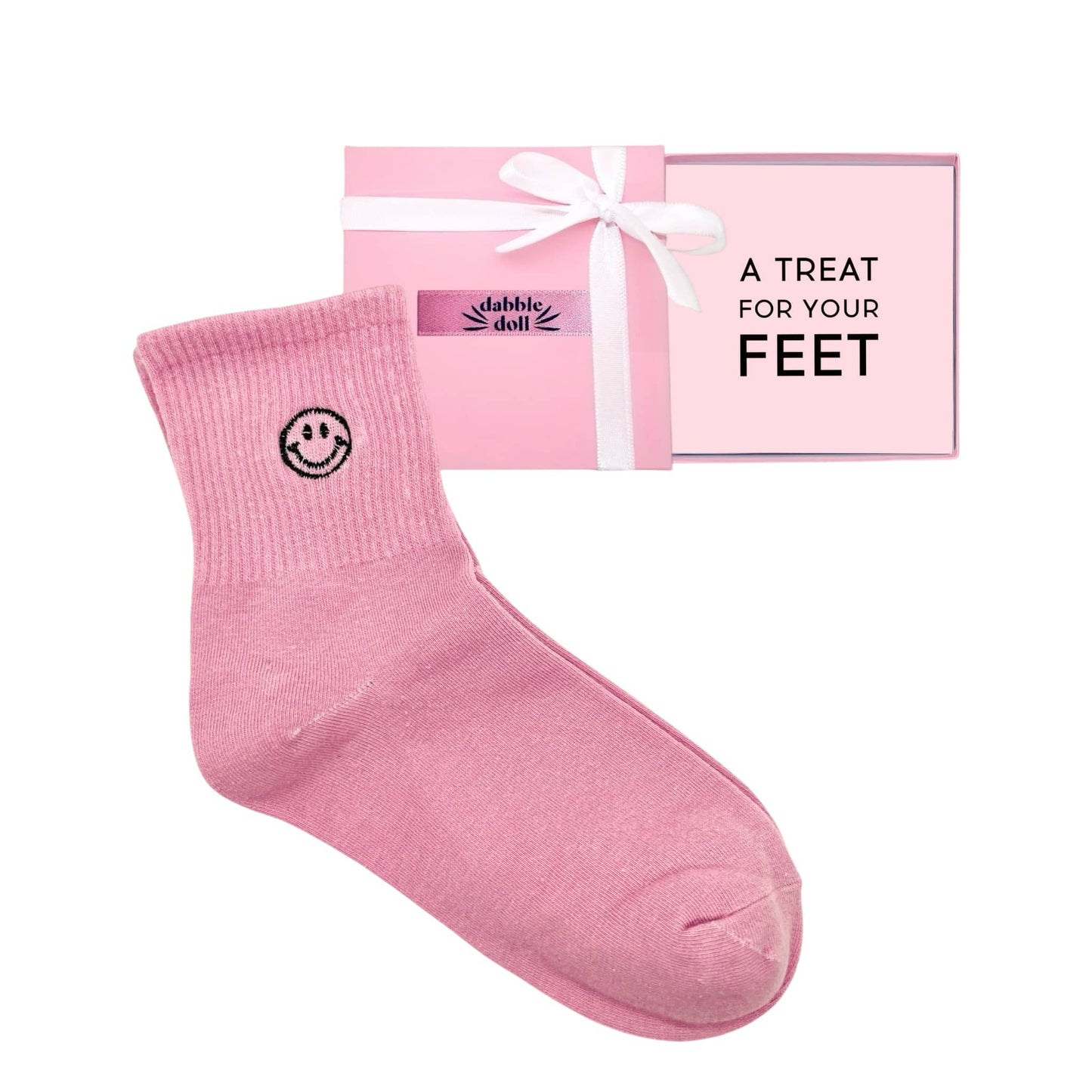 Dabble Doll Pink Socks with Smiley Face Design for Comfortable Everyday Wear