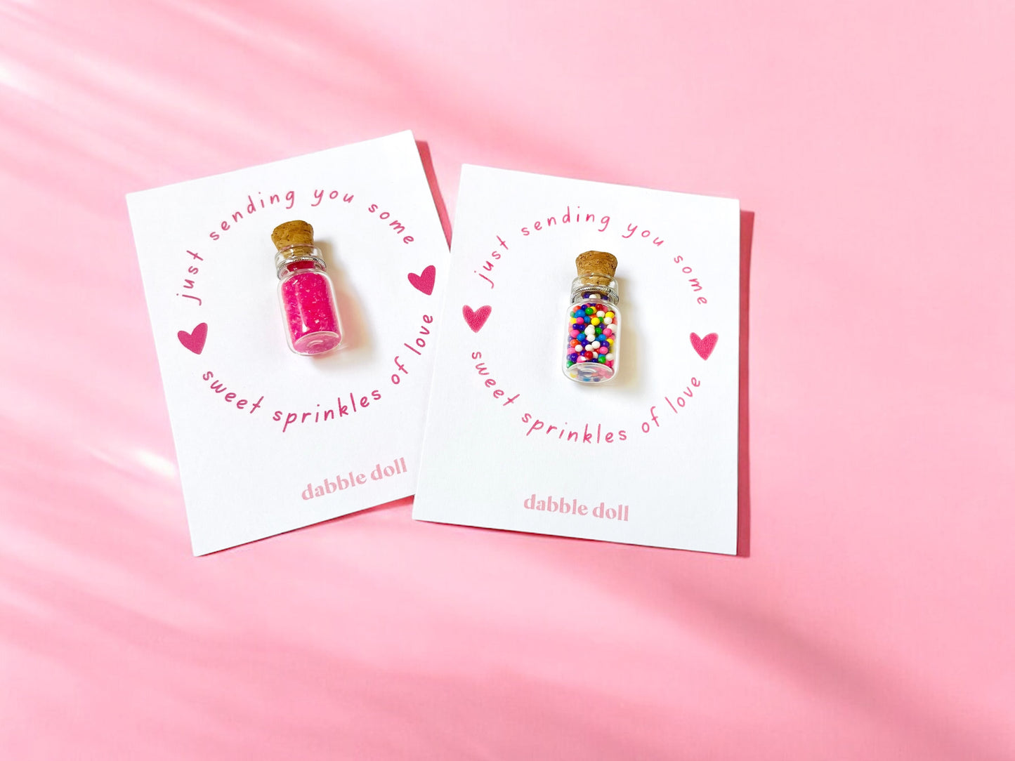 Dabble Doll colorful glass sprinkles in pink and multicolor for girls and women, perfect for crafting and gifts
