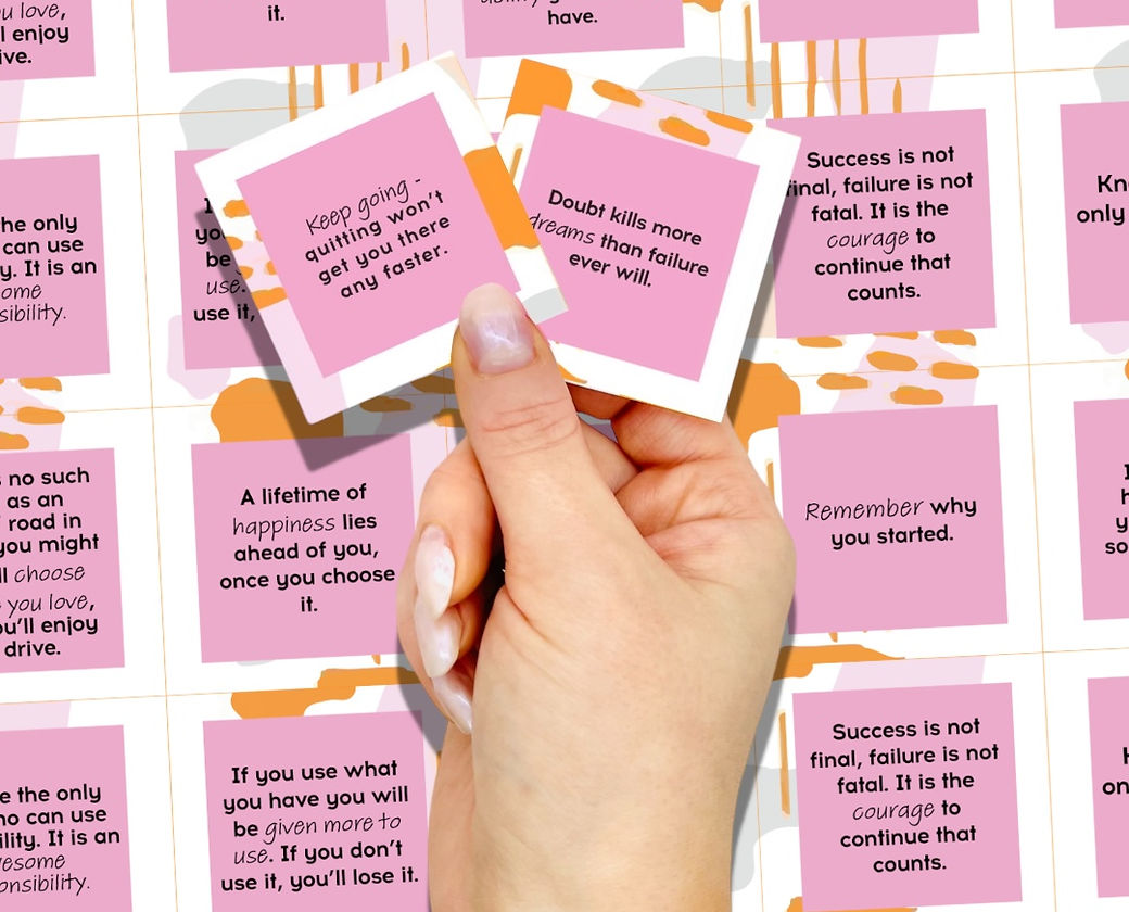 Dabble Doll Success Cards in pink and white, motivational cards perfect for girls and women