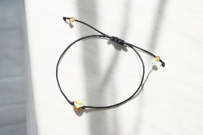 Dabble Doll thinking of you gift box for her with delicate black cord bracelet and gold heart charm
