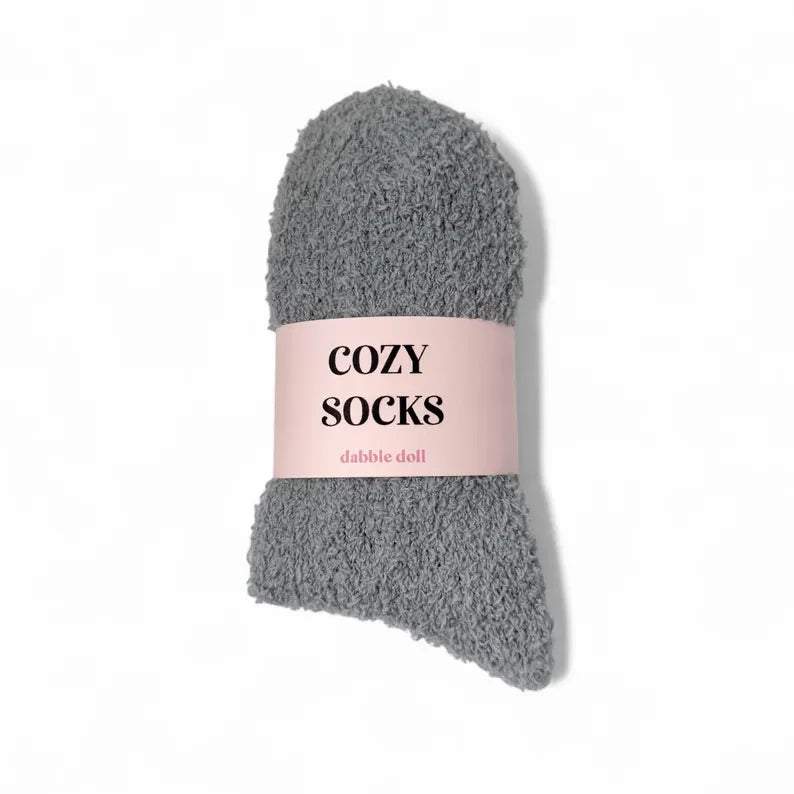 Dabble Doll Cozy Socks in Grey, perfect women's gift idea for warmth and comfort