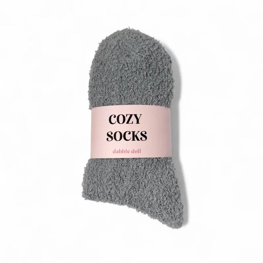 Dabble Doll Cozy Socks in Grey, perfect women's gift idea for warmth and comfort