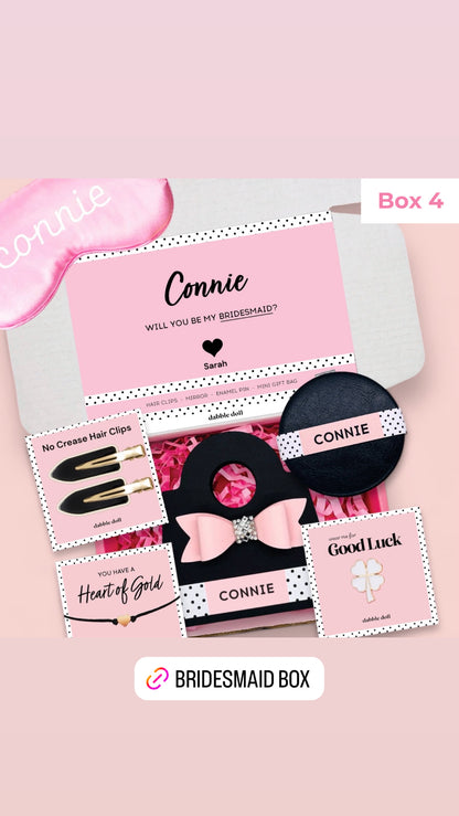 Pink Gift Box for Girls with No Crease Hair Clips and Heart of Gold items for Bridesmaid Proposals