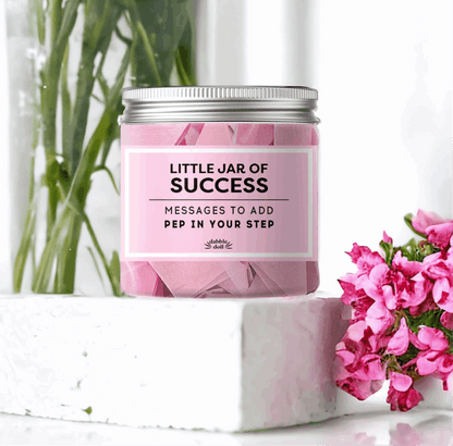 Pink Dabble Doll Little Jar of Success for girls and women with motivational messages to inspire and uplift