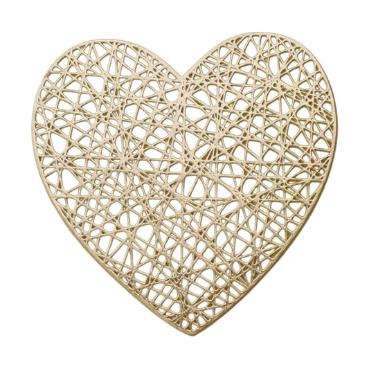 Dabble Doll Heart-Shaped Gold Coaster with Intricate Design, Perfect for Girls and Women