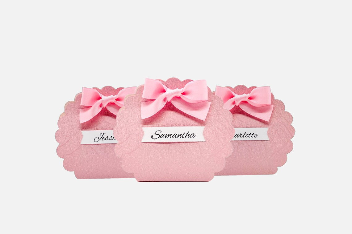 Pink Favor Box with Bow, Ideal Gift Bag for Girls and Women with Customizable Names