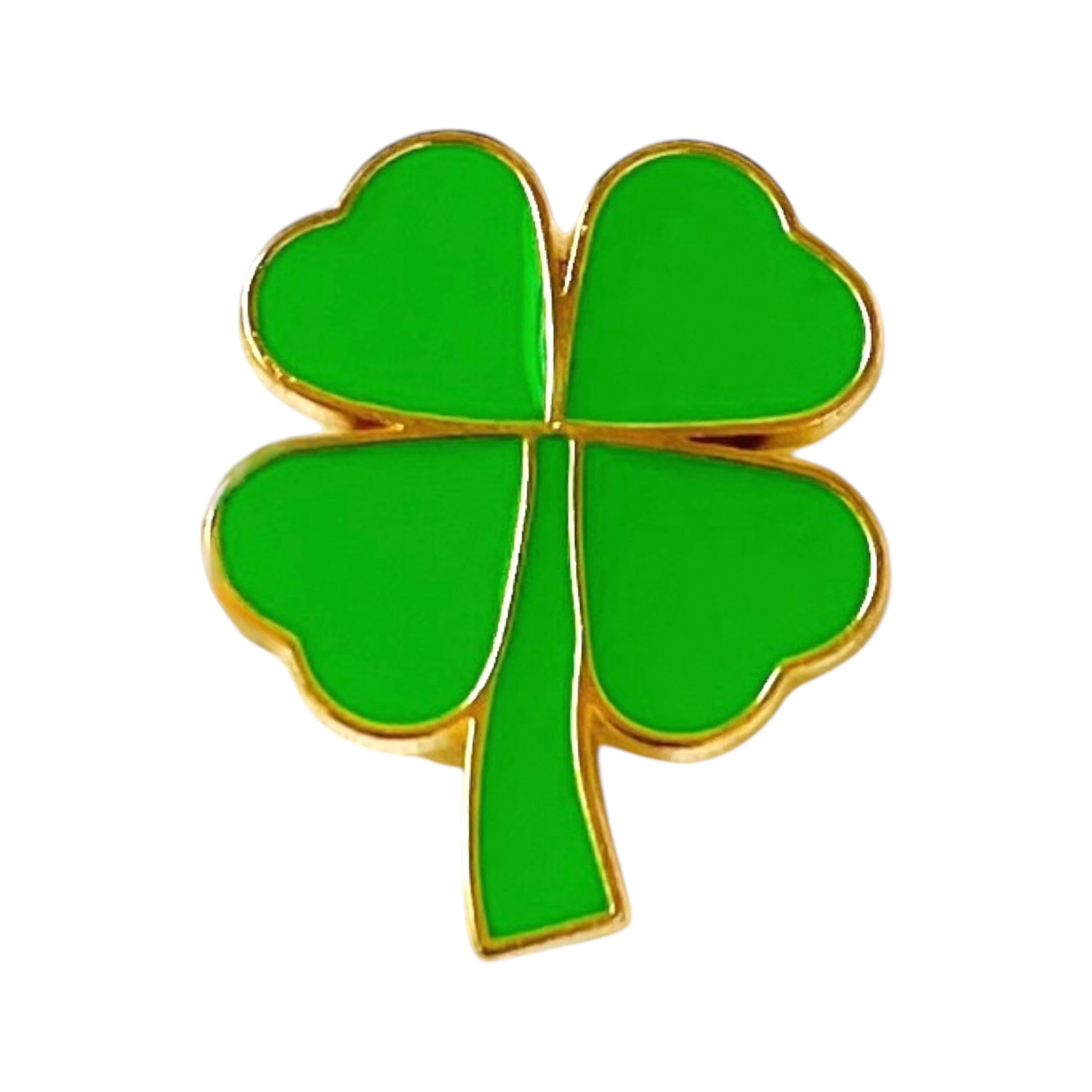 Dabble Doll Green Four Leaf Clover Brooch with Gold Accents for Girls and Women