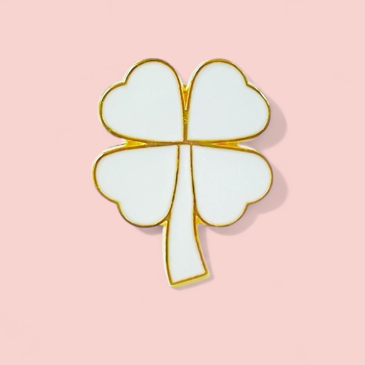 Gold and white enamel Four leaf clover charm for girls and women, perfect for stylish accessories