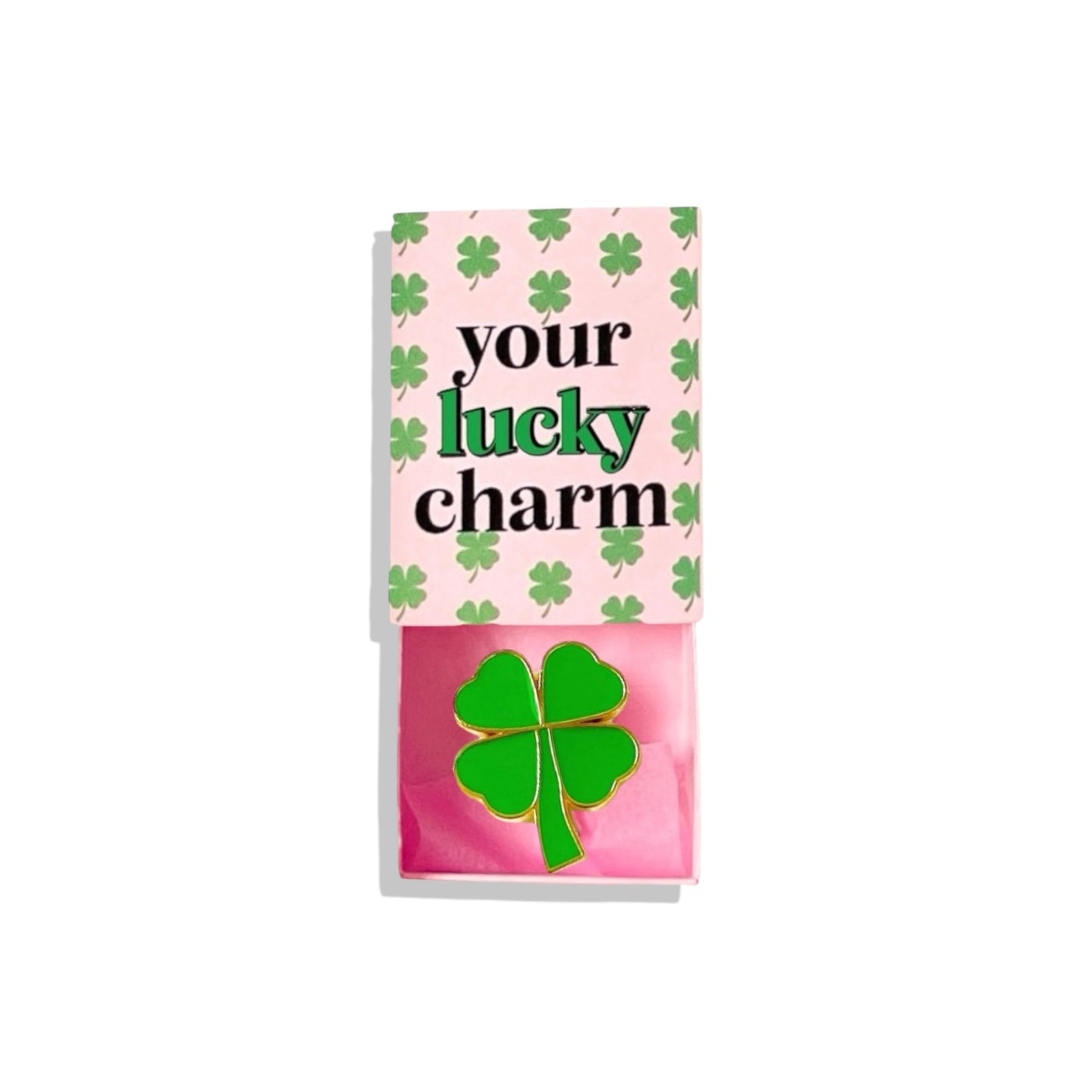 Dabble Doll Pink Four Leaf Clover Charm for Girls and Women with Green Clover Design