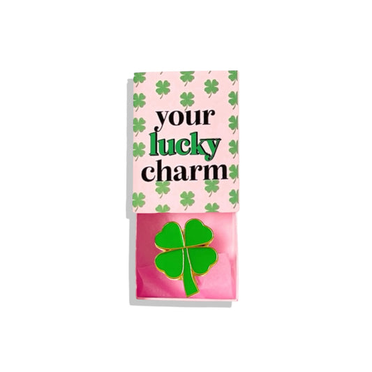 Dabble Doll Pink Four Leaf Clover Charm for Girls and Women with Green Clover Design
