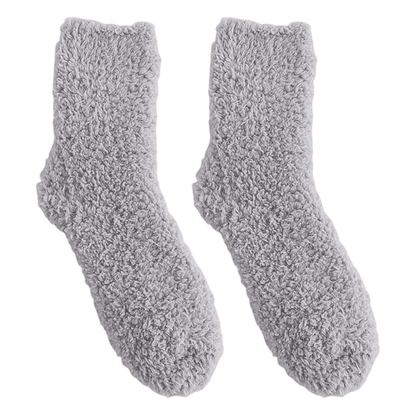 Dabble Doll cozy gray fuzzy socks for warmth and comfort at home