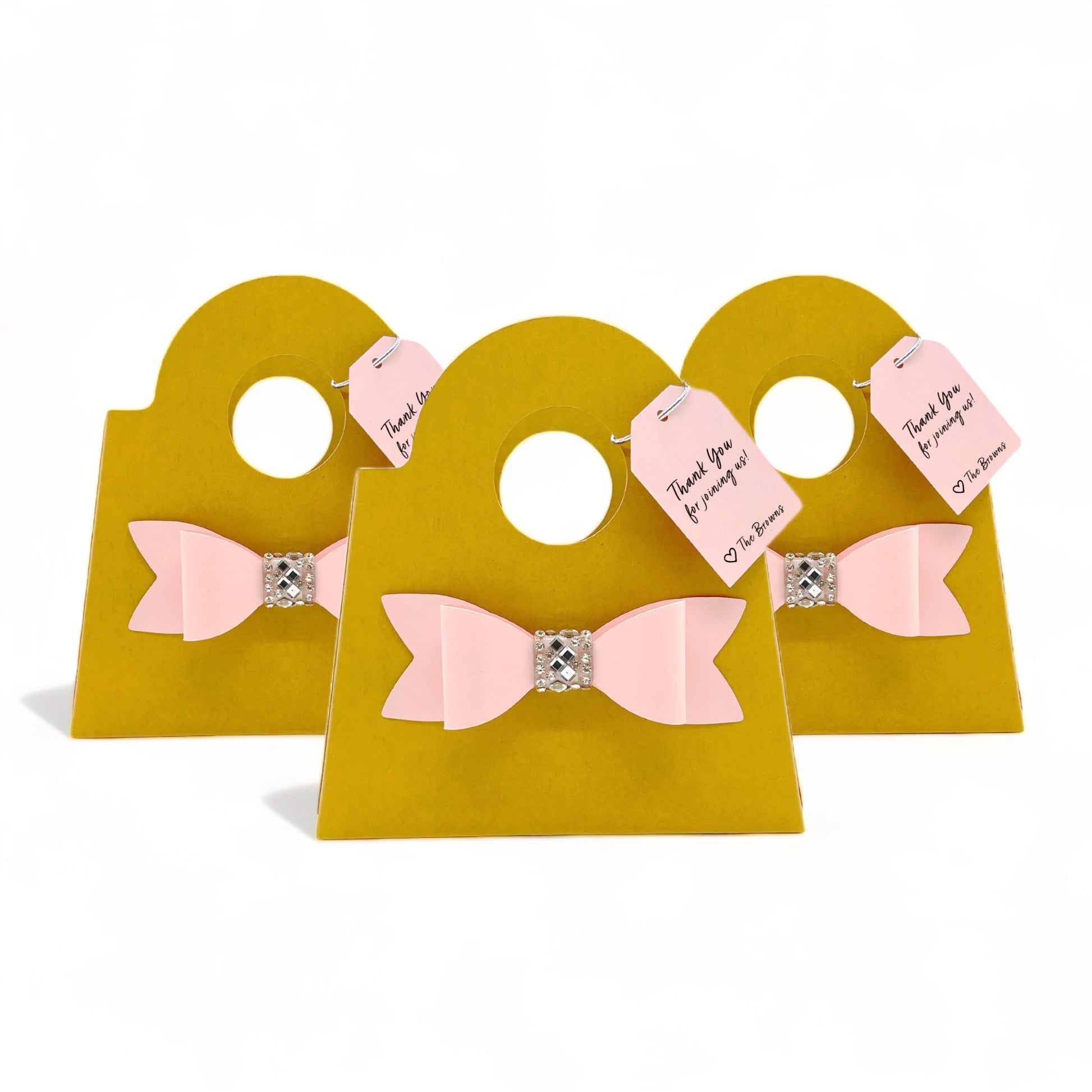 Dabble Doll Yellow Gift Bag with Pink Bow Detail, Perfect for Girls and Women