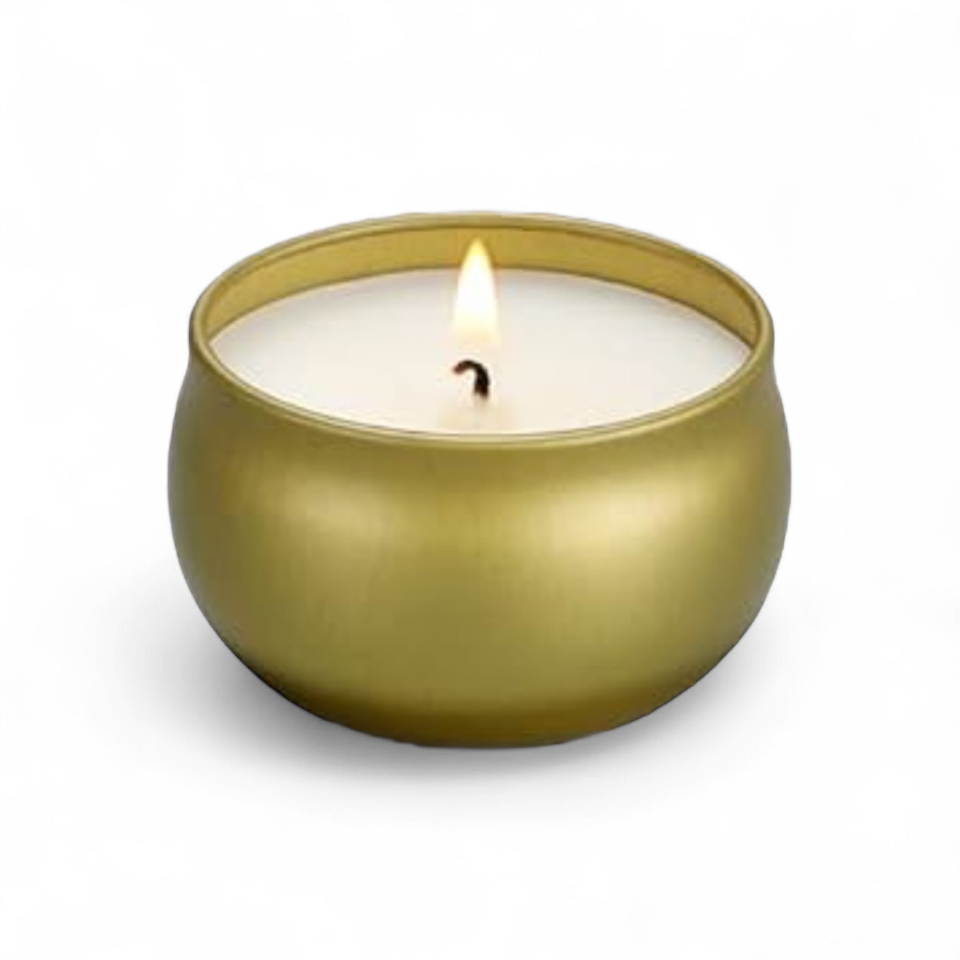 Dabble Doll gift box featuring a gold candle in a stylish round metal container, perfect for women and girls