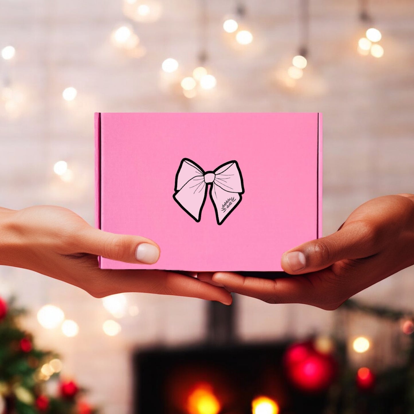 Pink Gift Box from Dabble Doll, perfect for girls and women, decorated with a charming bow design