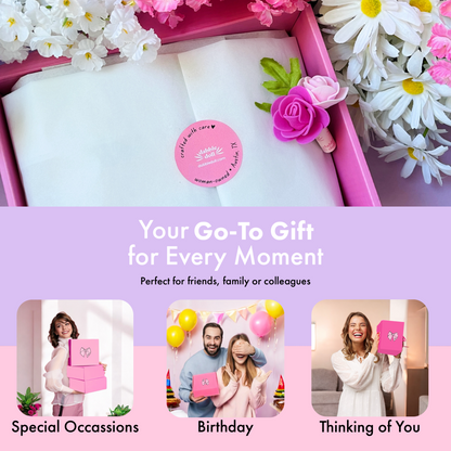 Pink Dabble Doll gift box adorned with flowers, perfect for girls and women on special occasions