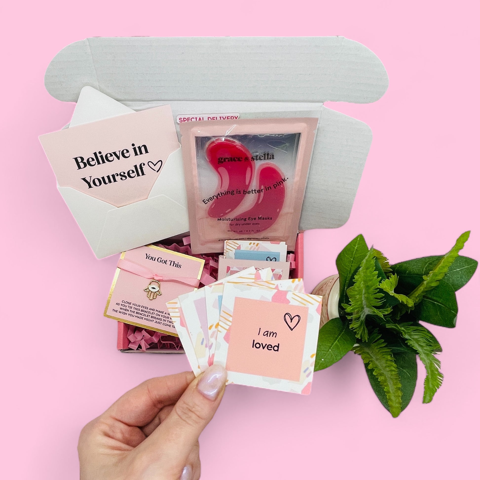 Dabble Doll Affirmation Card Set for girls and women in pink and pastel colors promoting self-love