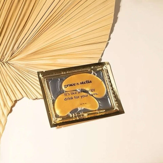 Gold Eye Masks by Dabble Doll designed for women, providing hydration and revitalization for tired eyes