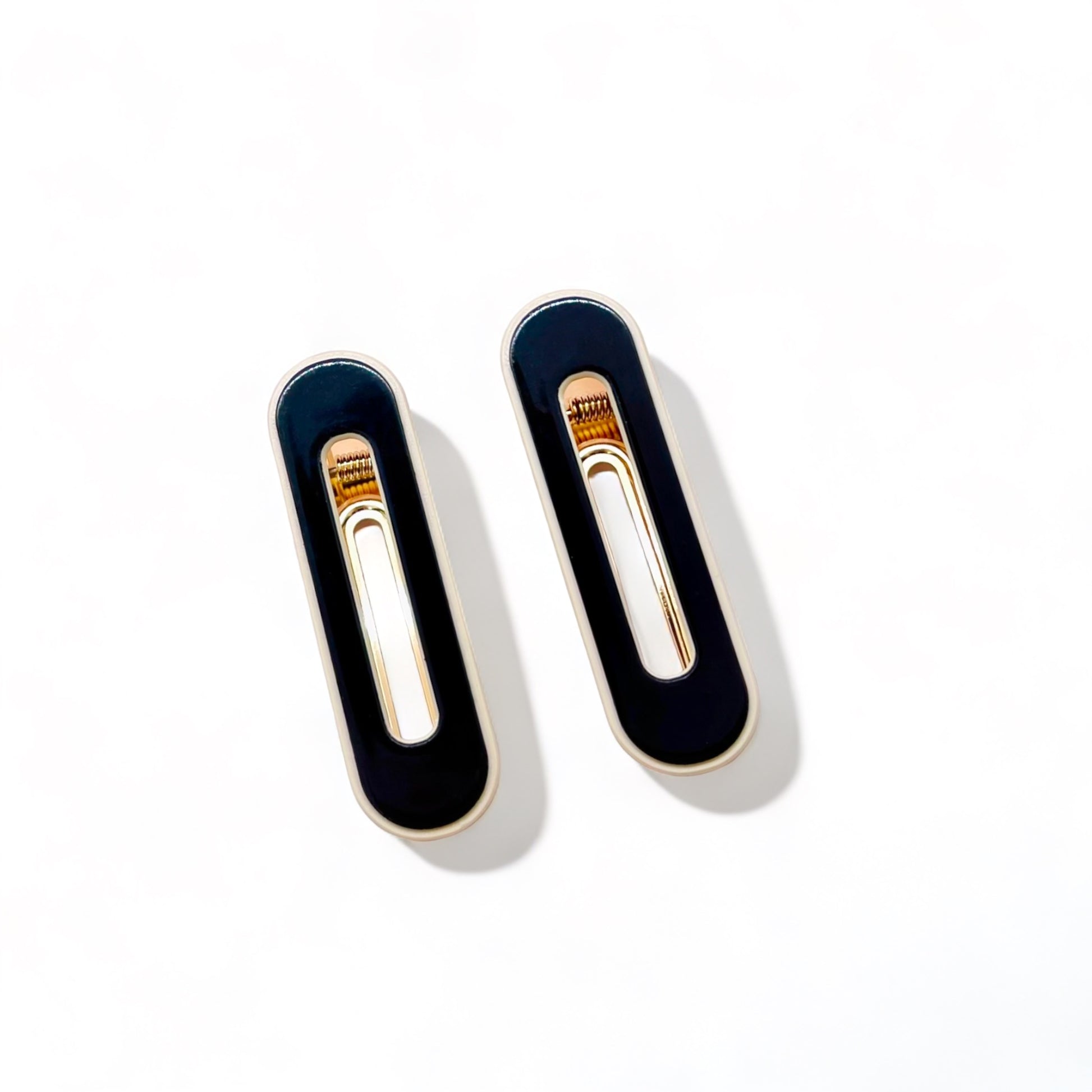 Dabble Doll navy hair clips for girls and women with a sleek gold trim design