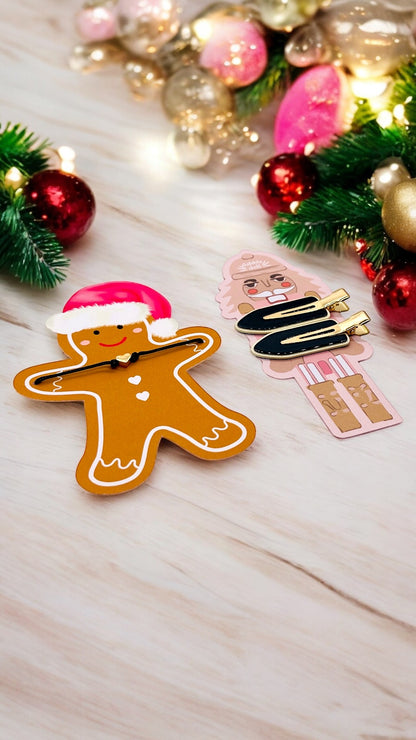 Festive Hair Accessory Set featuring a Gingerbread Man and a Pink Lollipop for girls and women