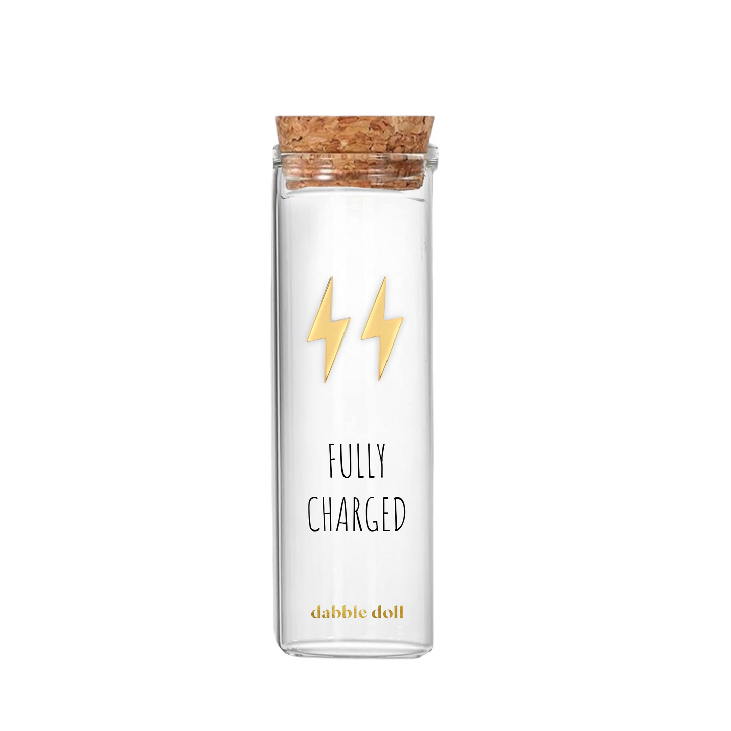 Dabble Doll Fully Charged Glass Container with Cork Lid for Stylish Storage