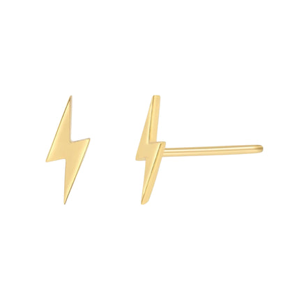 Dabble Doll Lightning Bolt hypoallergenic stud earrings in gold for sensitive ears and stylish look